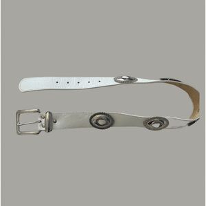 Vintage White Leather Western Belt